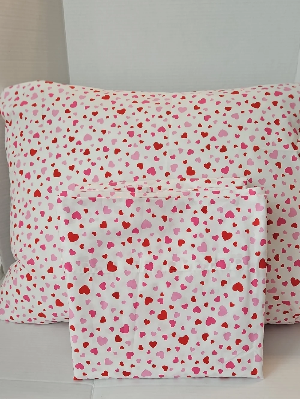 Kate Spade Pink Red Hearts Print cotton Twin Flat Sheet 1 Standard Pillowcase